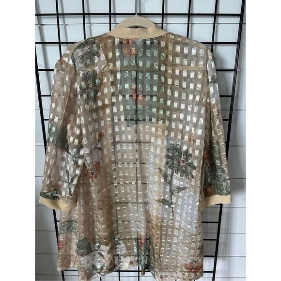 R&M RICHARDS Gold Thread Swimsuit Cover Up Kimono Cardigan Beach Womens 18 VTG - Picture 7 of 10